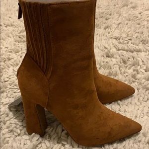 Brown suede booties